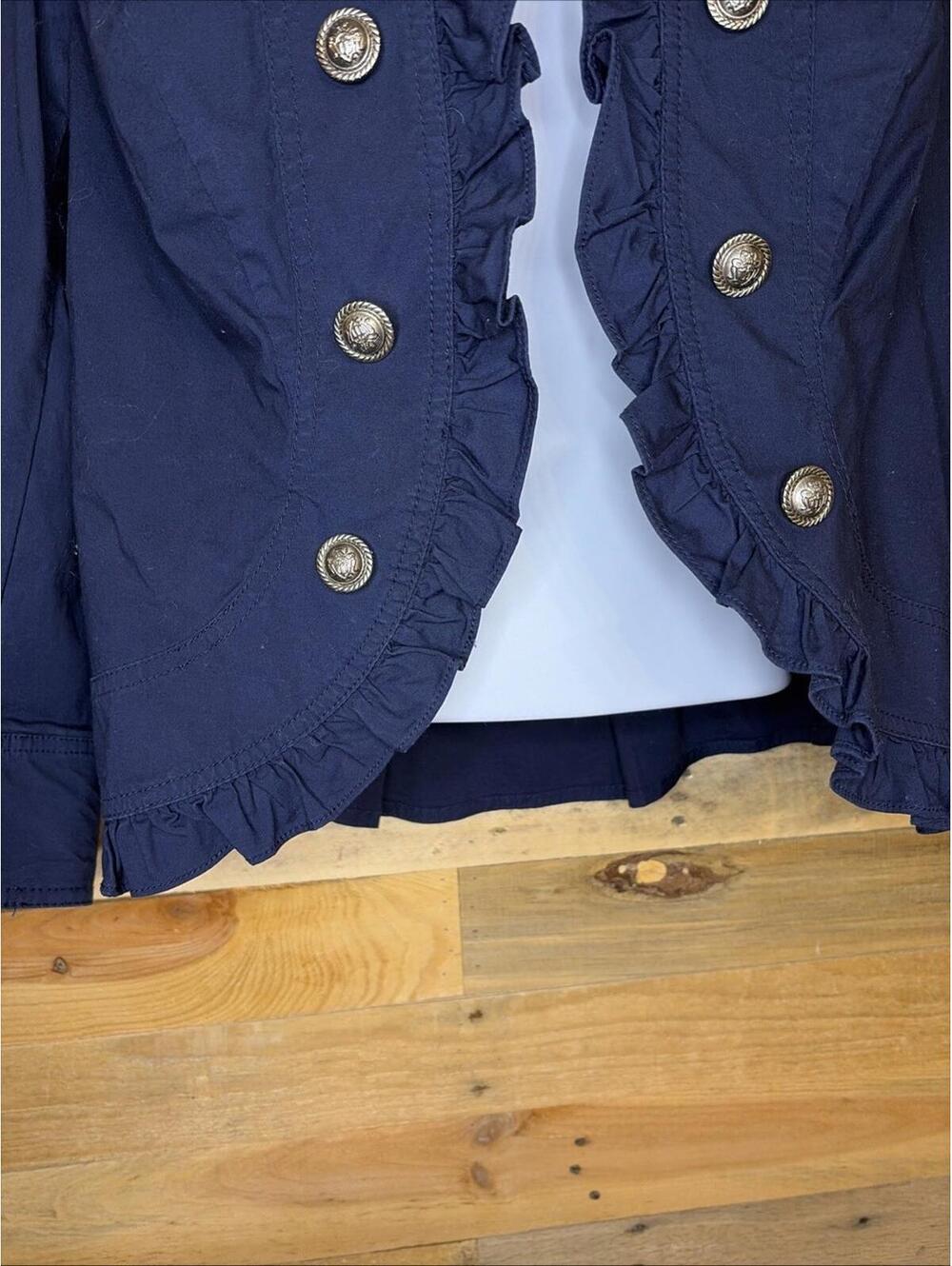 INC International Concepts Jacket Women’s M Navy Ruffle Nautical Military Chic - Picture 3 of 9